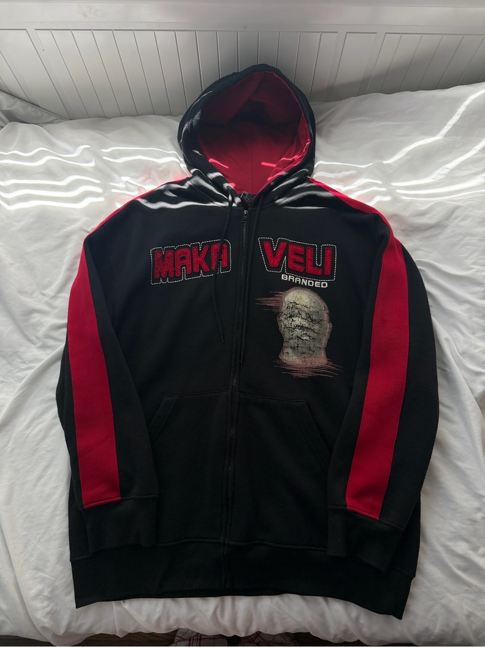 Makaveli Branded Black & Red Zip-Up Hoodie